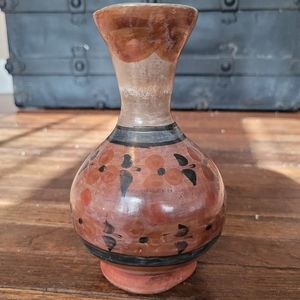 Vintage Tonala Mexican Native Handmade Hand Painted Burnished Boho Tribal Vase